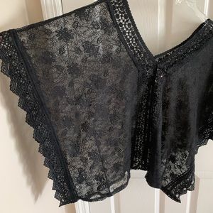 Candie's Poncho Black Sheer Lace Wrap/ Beach Cover Size Small